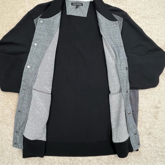 Banana Republic Jacket XL Black Snap Button Lightweight Bomber Style Preppy Men - Picture 9 of 15